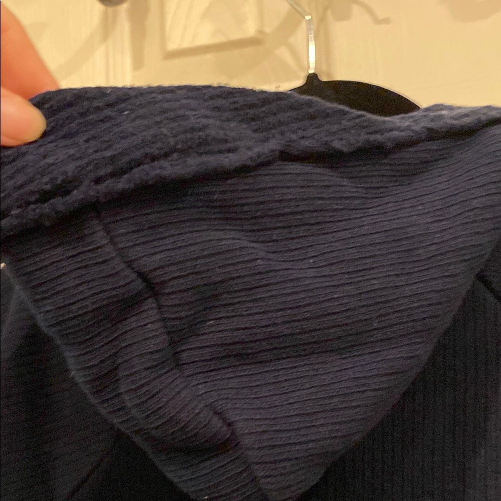 Navy Blue Hoodie with Button Detail - Picture 6 of 7